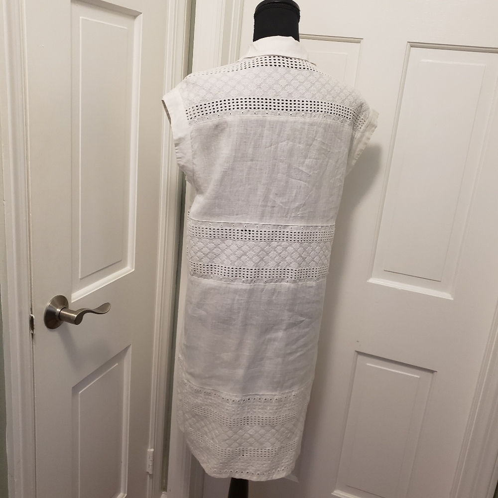 PENNYBLACK White Linen Dress Size 4, Preppy, Casual Embroidery - Picture 4 of 8